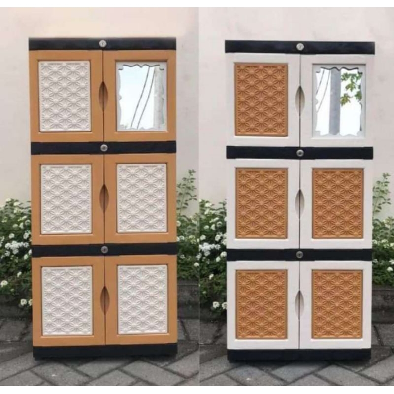 Lemari plastik Susun 3 dan 4 Mini Cermin