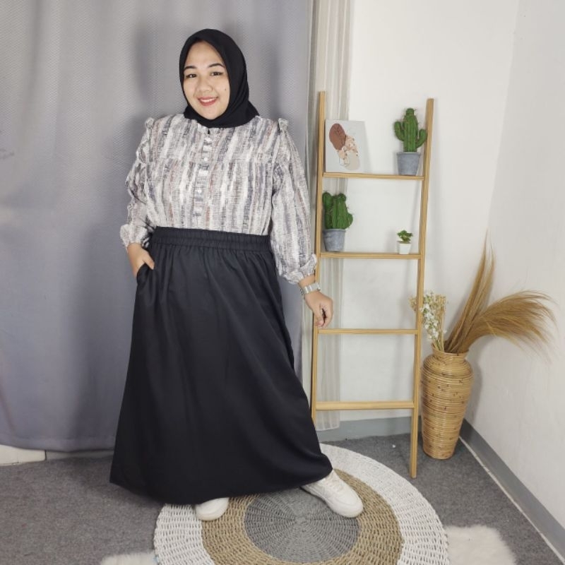 BALJUM [BIGSIZE/JUMBO] Rok Balotelli Jumbo / Bigsize Panjang Polos Muslimah (Premium) XXXL (COD)