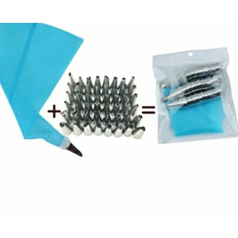 Set Spuit 32 pcs Stainless Steel / Alat Dekorasi Kue Piping Rusia Nozzle / Alat Hias