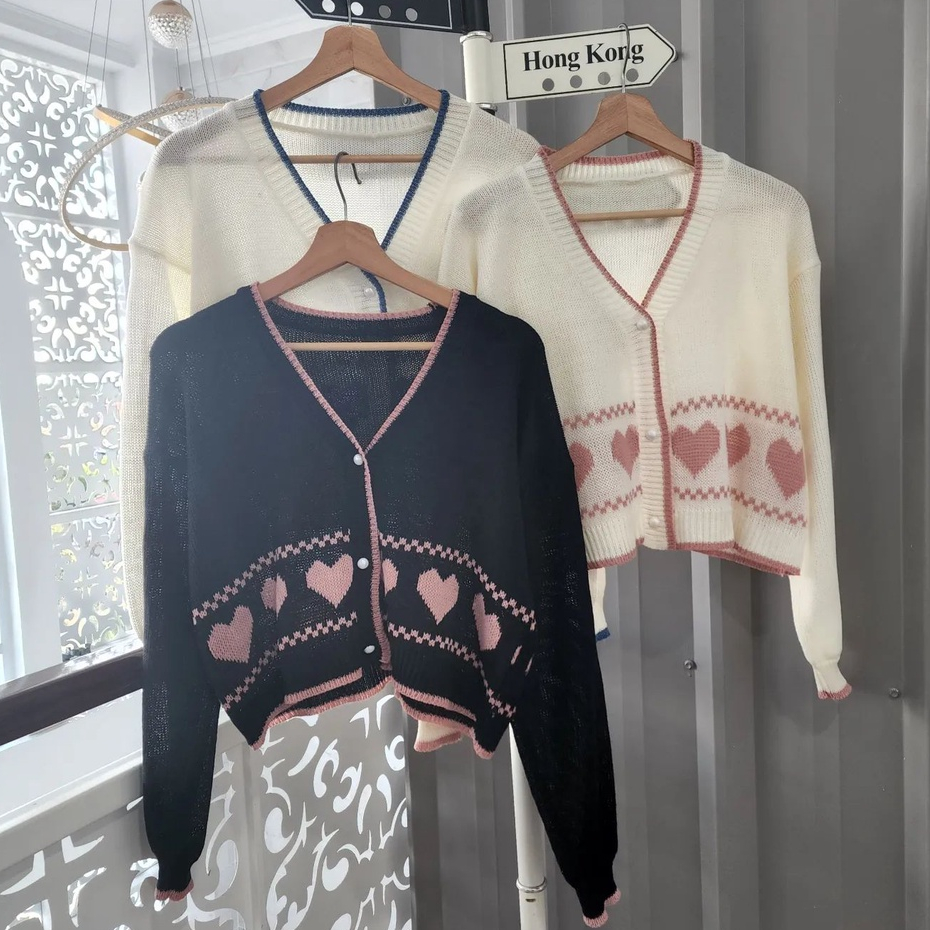 [CYC | COD] Outwear Lova Crop Outer | Rajut Cardigan Wanita Trendy Murah