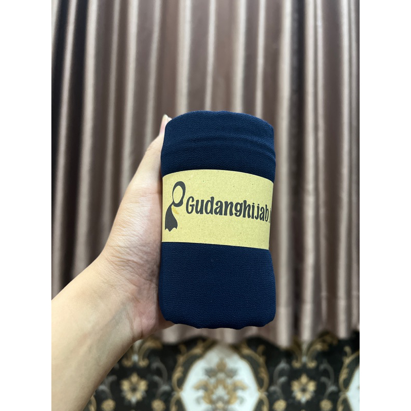Pashmina Ceruty Baby Doll Premium Navy || Pashmina Ceruty Navy || Pashmina ceruty biru Dongker