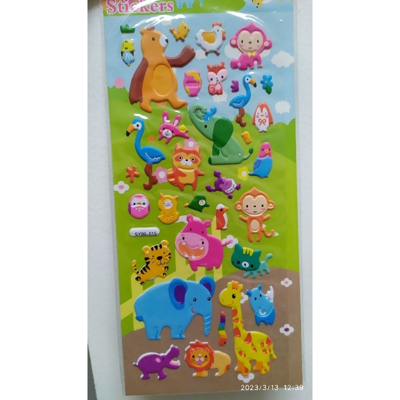 Stiker anak timbul ANIMALS / Hewan 10x24cm