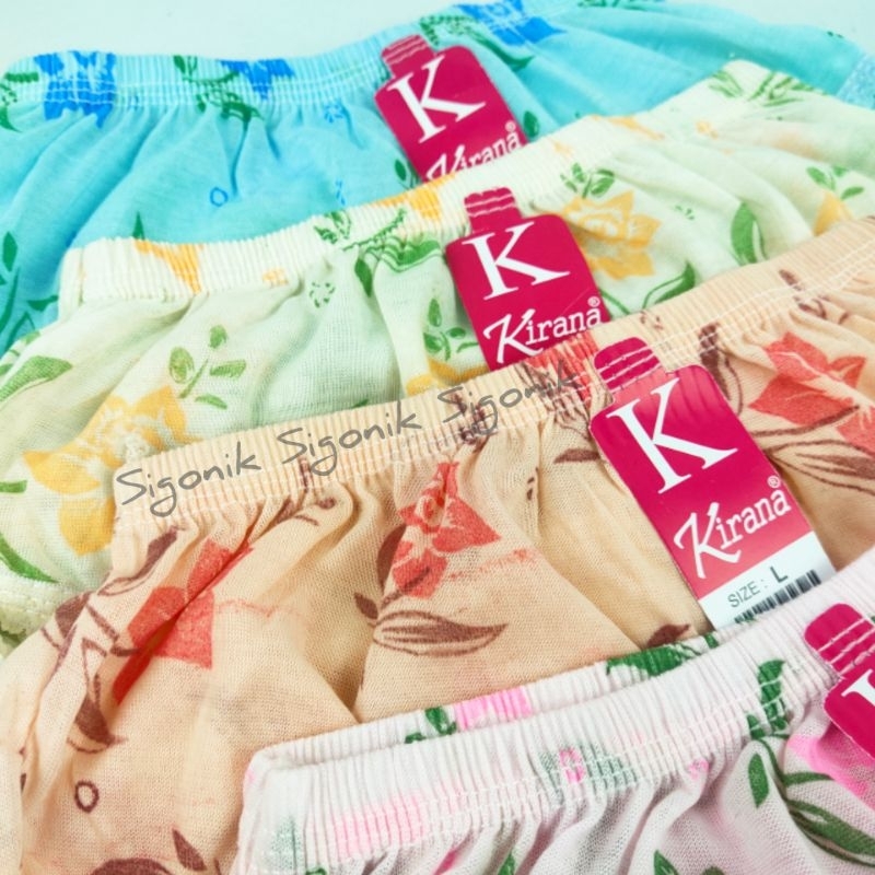 CD Celana Dalam Wanita Dewasa Remaja KIRANA M L XL XXL 2XL 3L Karet Kerut Motif Bunga Sablon Katun Polyester Koas TIPIS PE Adem Nyaman Murah Grosir Cawet Cewek Perempuan Kurus Warna Soft Pastel Dalaman Mid Midle High Waist Sigonik