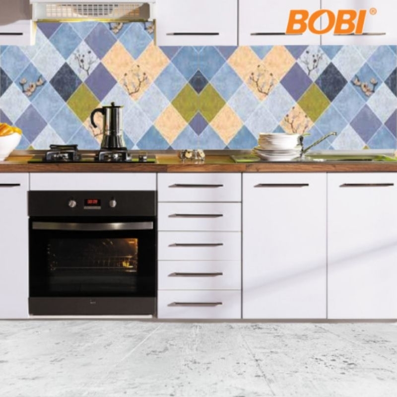 (COD) 5M Stiker Glossy Dapur,kamar mandi dan lemari sticker tahan panas, minyak & air  60cm × 5 M