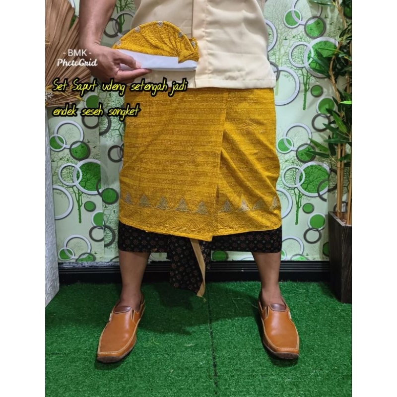 Set Saput dan Udeng Endek Seseh Songket Bordir