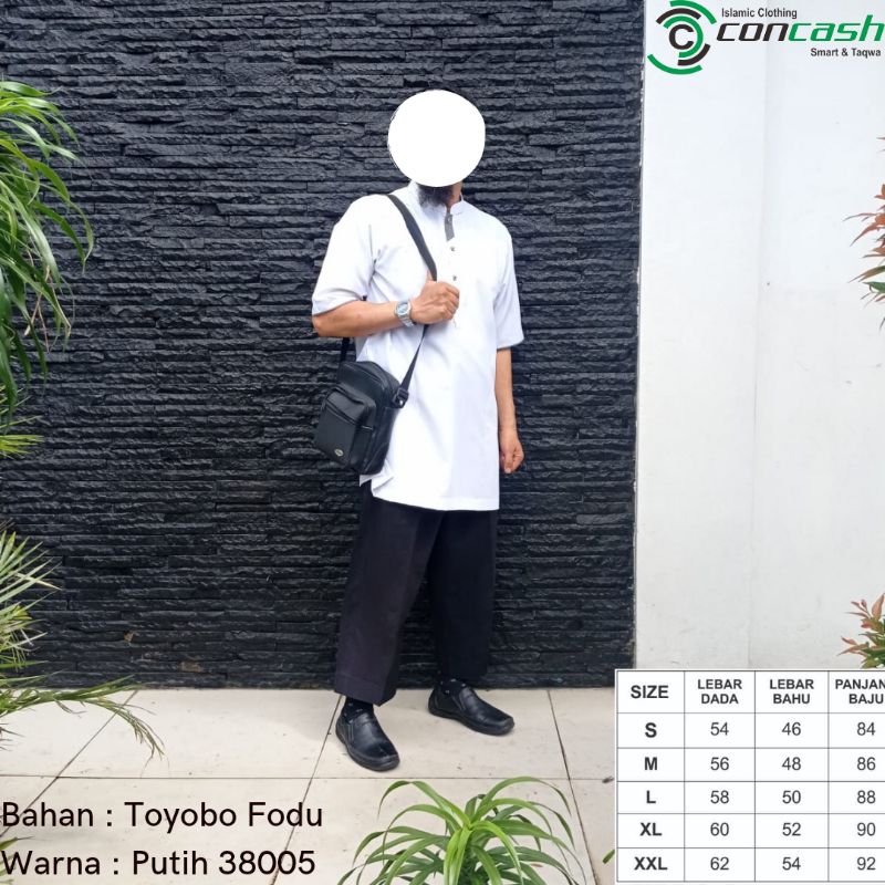 Kurta - Koko Kurta - Kurta lengan pendek - Kurta Pria - Kurta Pakistan - Concash - Putih