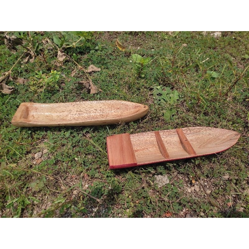 miniatur perahu sampan kayu jati