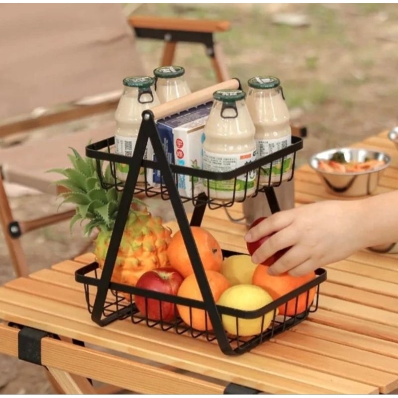 2-Tier Metal Fruit Basket Kitchen Storage Rack