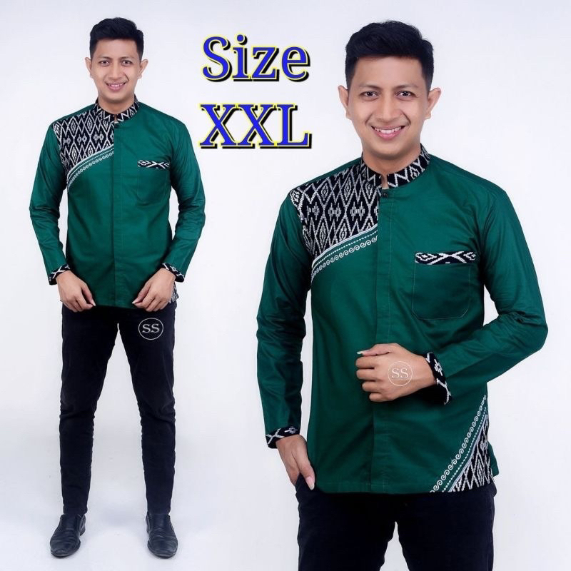 XXL HIJAU Koko Batik Ukuran XXL Terbaru