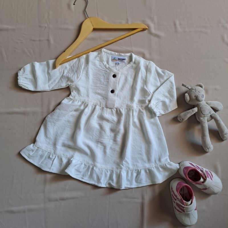 RAZANNA KIDS - tunik anak / dress anak / dress putih anak / tunik crinkle / dress crinkle / tunik an