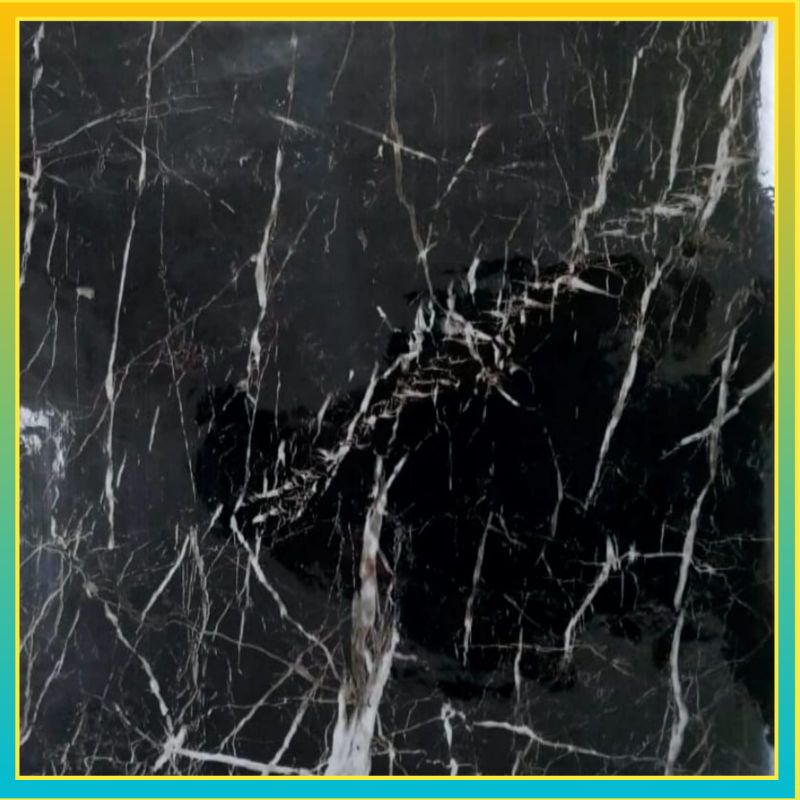 Wall Stiker Dapur 60cm X 5m Motif Marmer Hitam Tahan Minyak