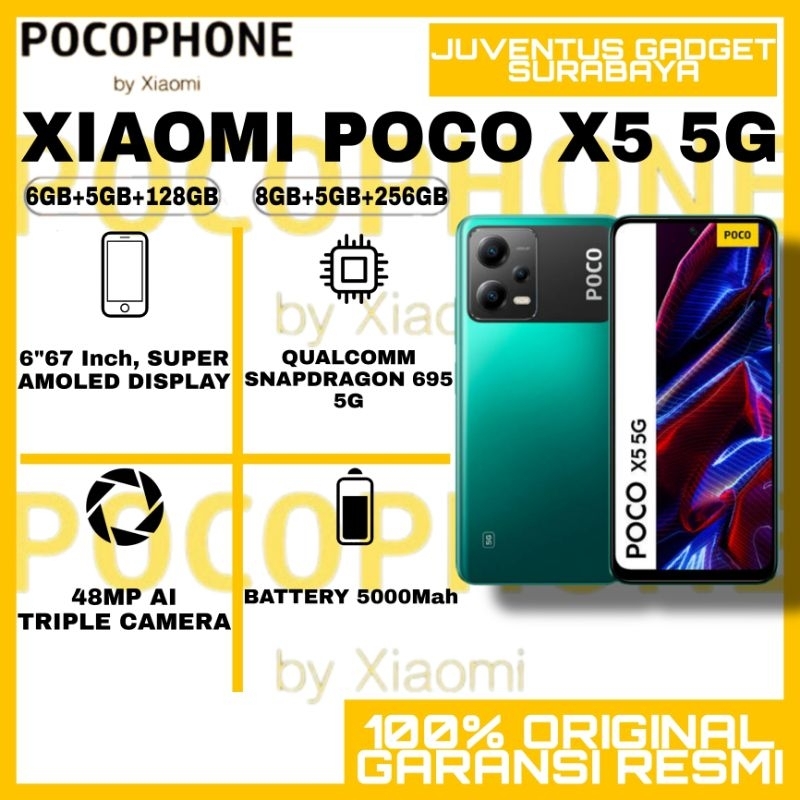 XIAOMI POCO X5 5G ( 6GB+5GB/128GB &amp; 8GB+5GB/256GB ) GARANSI RESMI TAM XIAOMI 100% ORIGINAL GARANSI RESMI XIAOMI