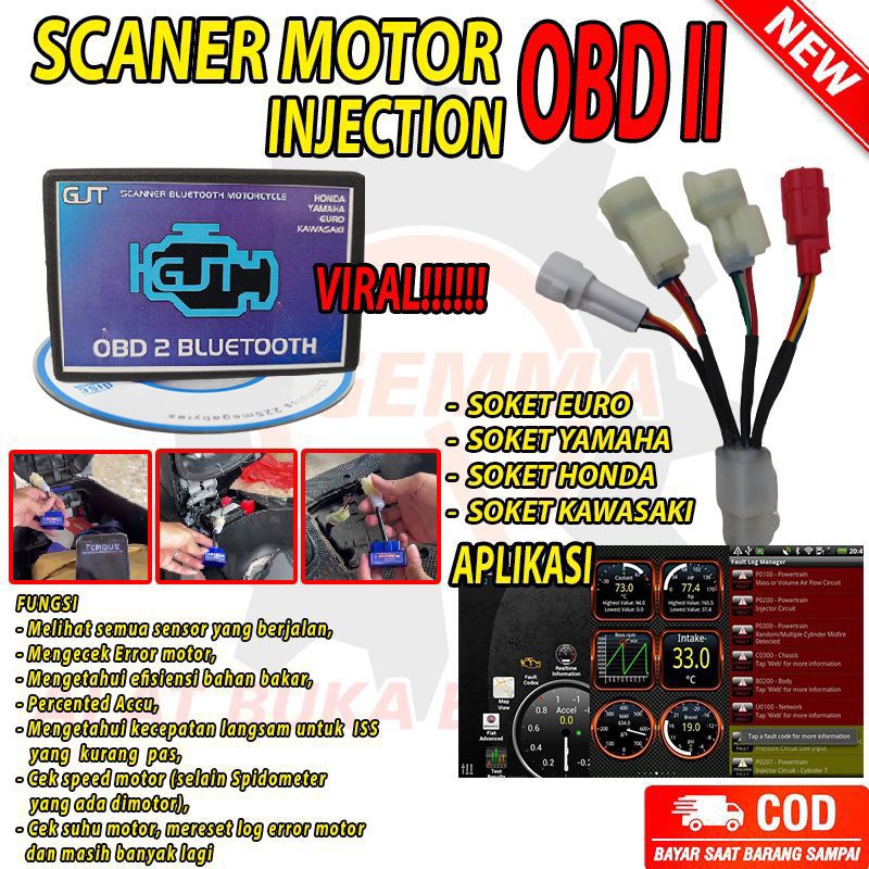 ALAT SCANER MOTOR INJEKSI OBD2 BLUETOOTH