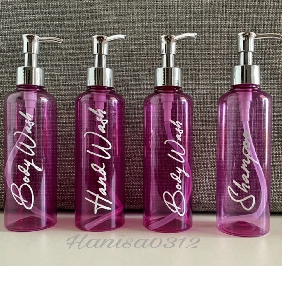 Botol Sabun Cair Pump Aesthetic 250ml Pink Tutup Luxury Silver / Botol Pump 250ml Pink