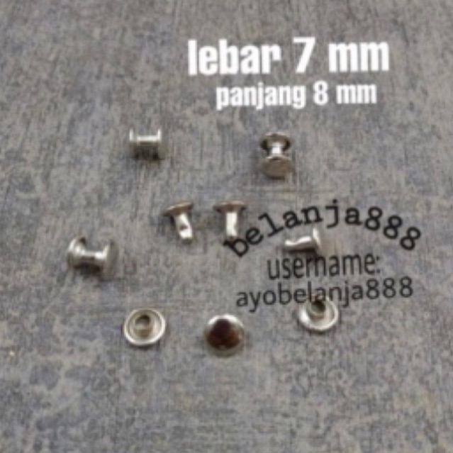 

Centang Paku tali id card Keling Centang 8mm x 8mm Double Bolak Balik 1 Set Nickel