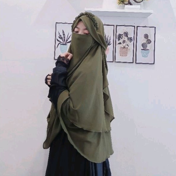 Hijab Khimar 2 Layer Cadar Layer Cantik Bisa Pasang Lepas
