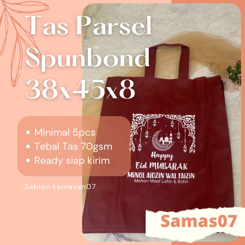 

1LUSIN Tas Parsel Lebaran spunbond ukuran 38x45x8 goodie bag parsel