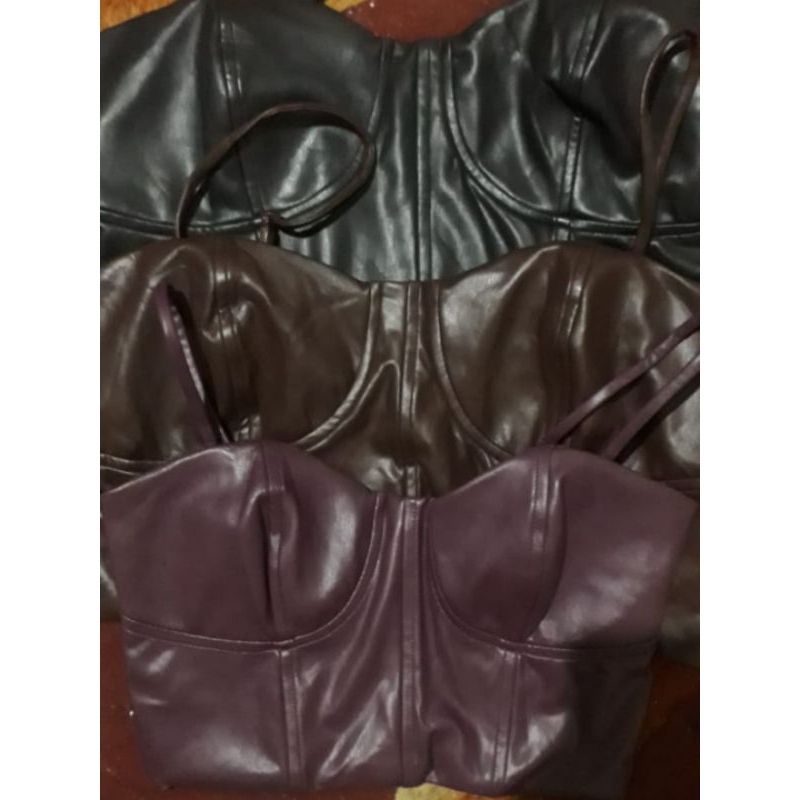 Bra Kulit Tanktop Kamisol Leather Synthetic