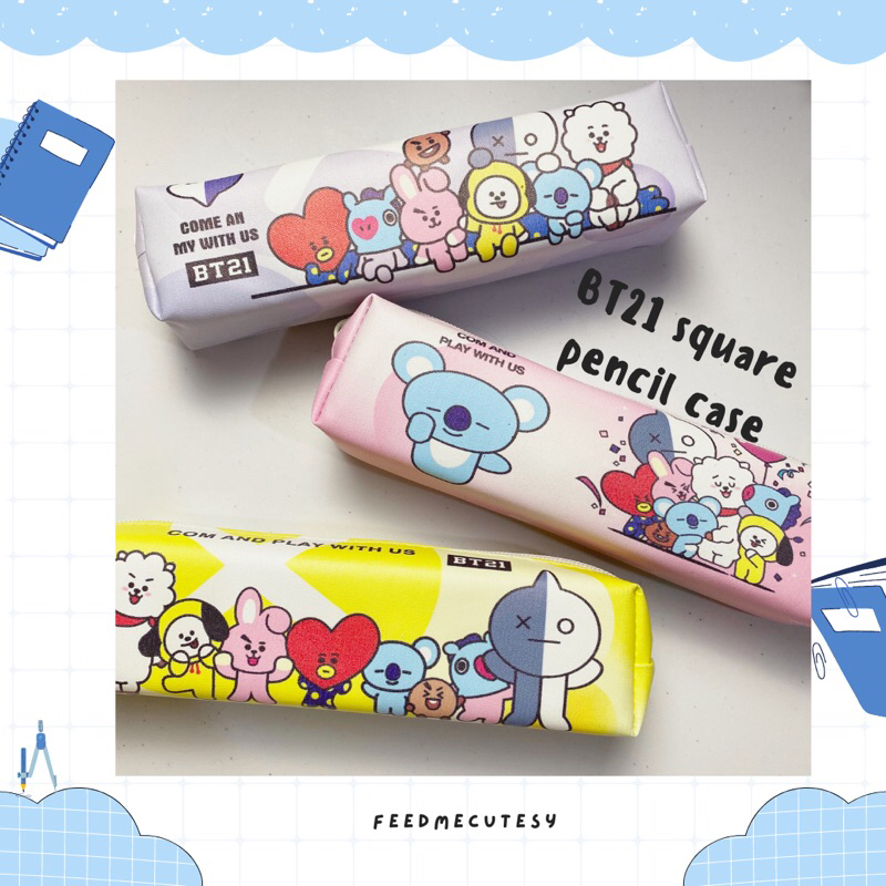 

bt21 square pencil case | Feedmecutesy | atk alat tulis lucu anak import