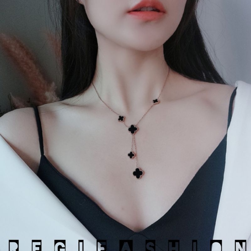 { COD } Kalung Wanita Titanium Tifani clover Jurai Kalung Titanium Wanita Korea Anti Karat Tidak Luntur