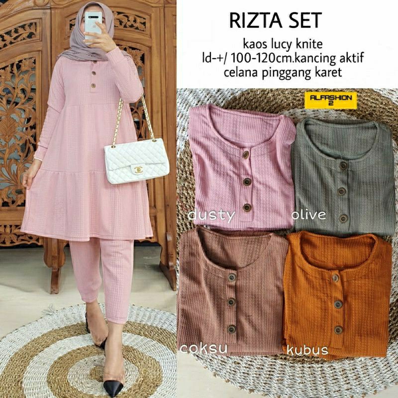 Rizta Set, SETELAN WANITA CANTIK MODIS FIT XXL LD 100-120 BAHAN KAOS LUCY KNITE IMPORT TERMURAH OOTD KEKINIAN TERLARIS