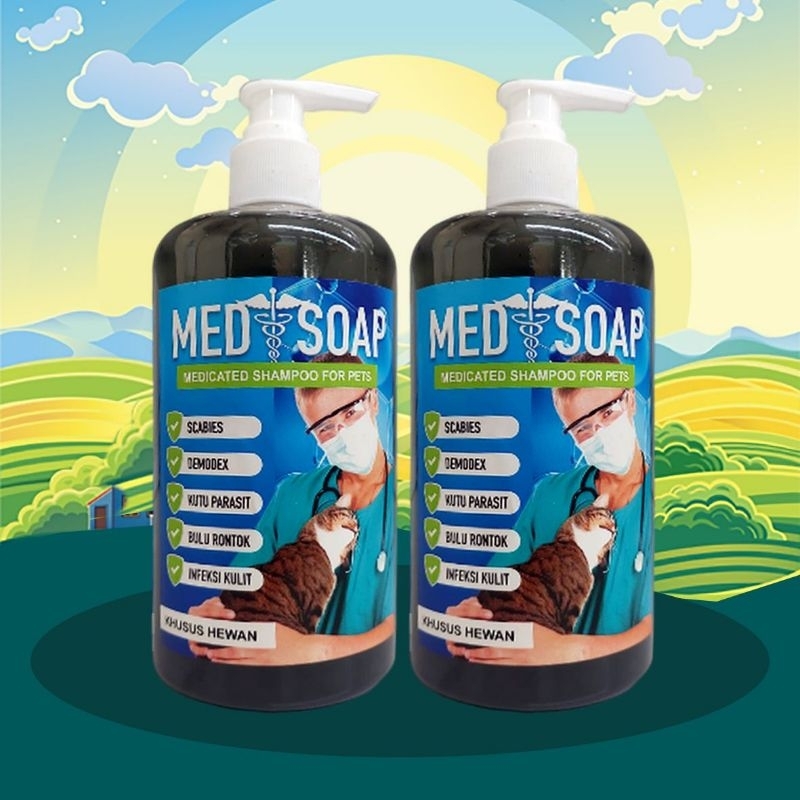 MEDI SOAP - Shampoo Charcoal Untuk Kucing Anjing Kelinci Kulit Sensitif Bulu Rontok Infeksi Kulit Jamur Scabies Demodex Obat Kutu Jamur