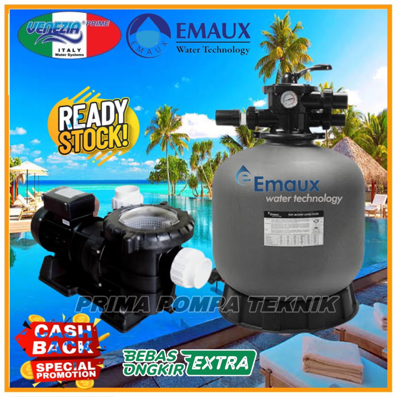 paket Kolam Renang 2hp + Filter 21 inch Paket pompa Kolam renang 2hp plus sand filter emaux 21" Pake