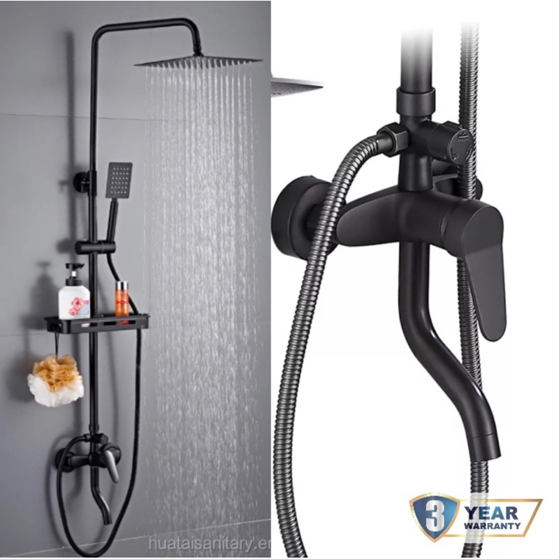 HS329HD Shower Tiang Column Set Mandi Kran Panas Dingin Mixer Black - Kran Shower Set - Kran mixer