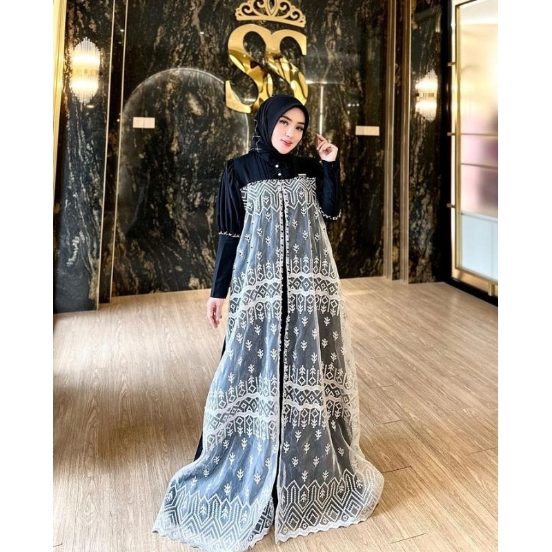 shellasaukia gamis brokat tangan balon