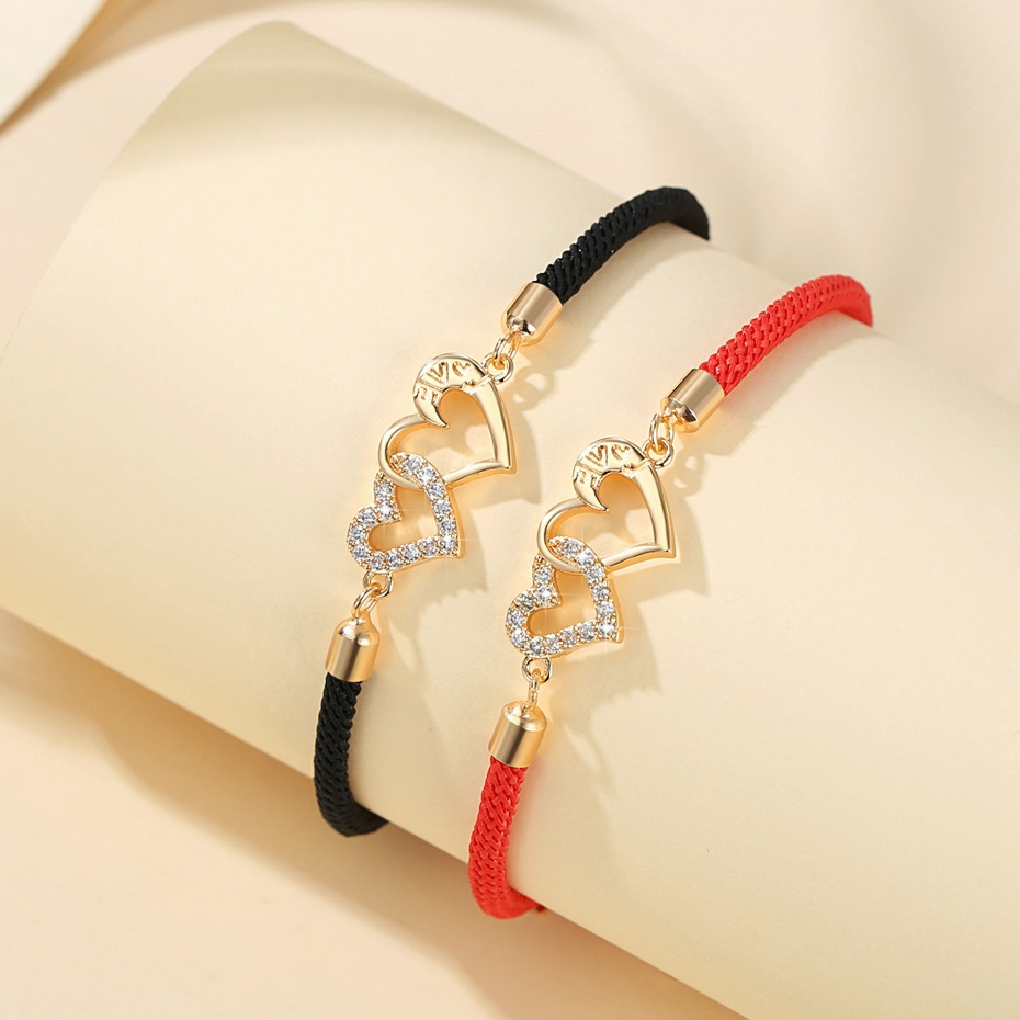 Y992 【Barang spot】Gelang Tali Kawat Wanita Hati Liontin Gelang Tali Kawat Anti Air Untuk Charm Aksesoris/Gelang Tali Couple