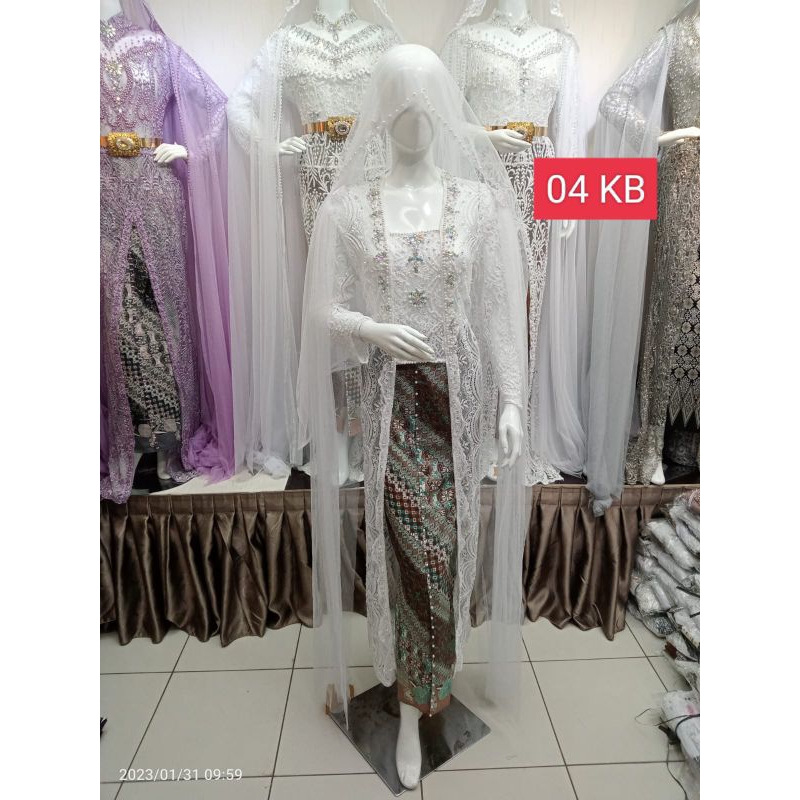 kebaya akad nikah warna full Payet sematakai satu set rok)