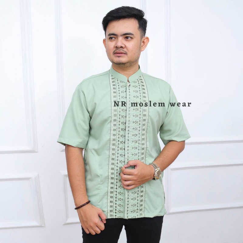 Baju koko borderan warna lengan pendek kode AS-90