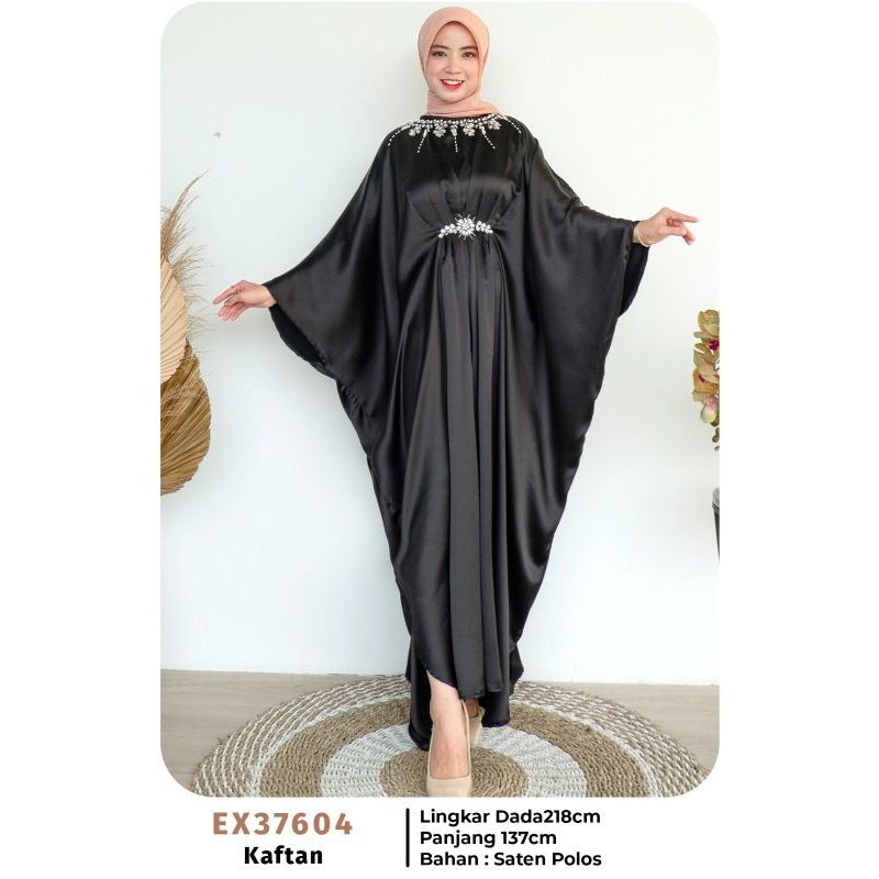 KAFTAN EXTU HITAM POLOS PAYET 37604