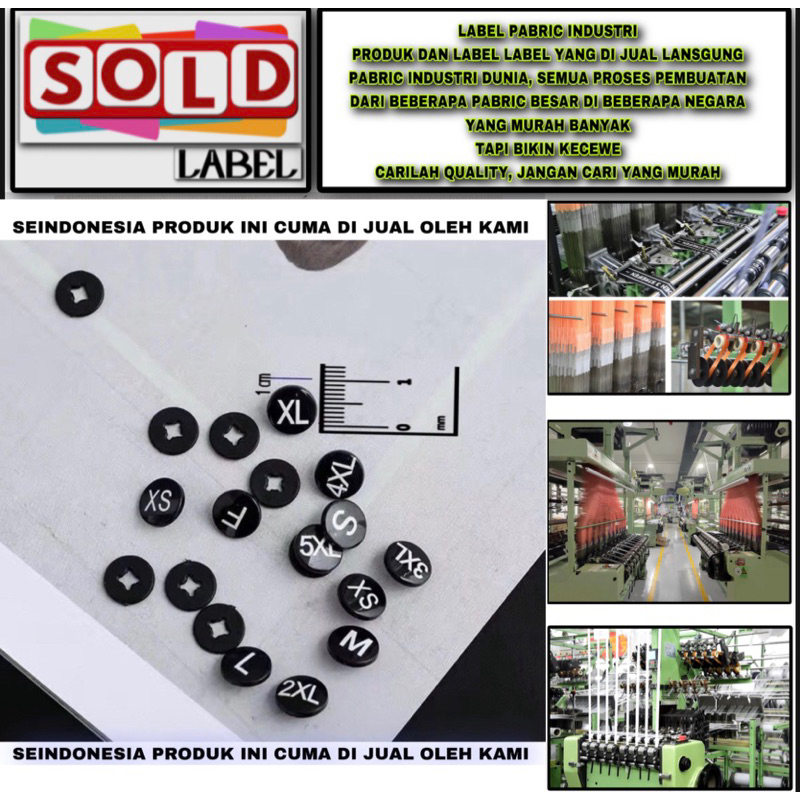 SOLDLABEL PABRIC INDUSTRI KANCING SIZE 1xKLIK 20pcs