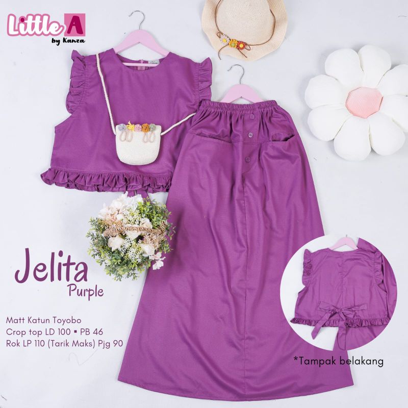 [Dheesty] Fashion Setelan Baju Anak Perempuan JELITA Kids Baju Anak Remaja Little A by Kanza Bahan T