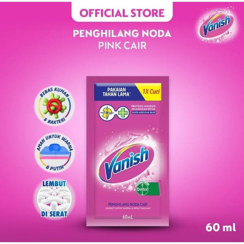 VANISH PINK CAIR 60ML [Penghilang Noda Pada Pakaian]