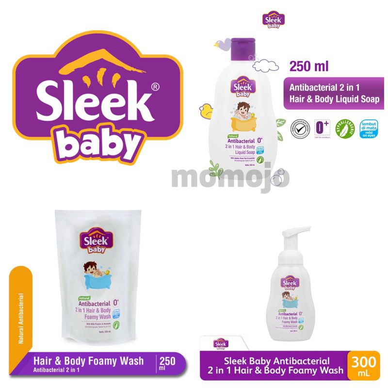 SLEEK Baby Antibacterial 2 in 1 Hair &amp; Body Foamy Wash | Hair &amp; Body Liquid Soap