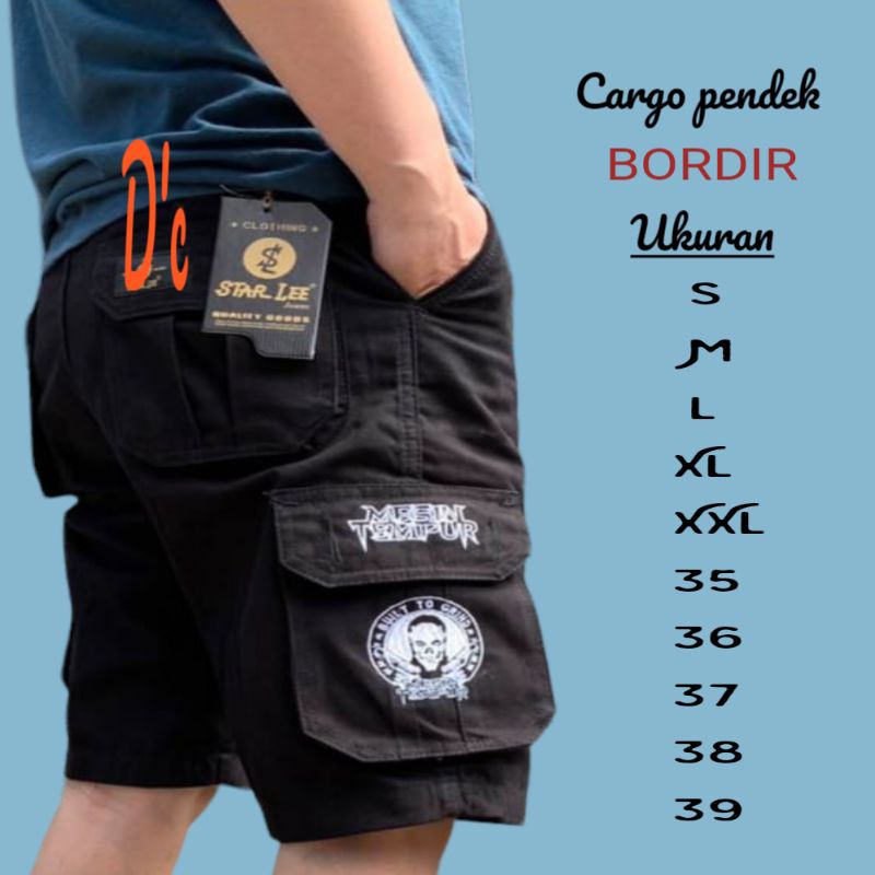 (TERBARU)Celana pendek pria//celana cargo BORDERAN//cargo pendek pria//border music metal-[COD]