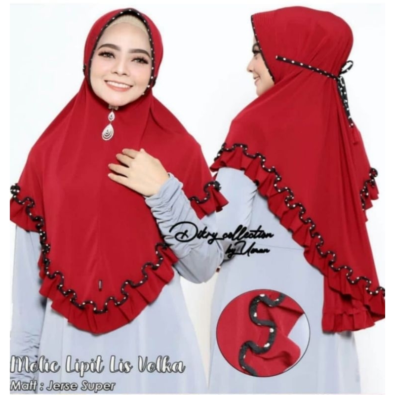 HIJAB INSTAN DEWAS POLKA BAHAN JERSEY ZOYA BERGO INSTAN JUMBO SIZE L