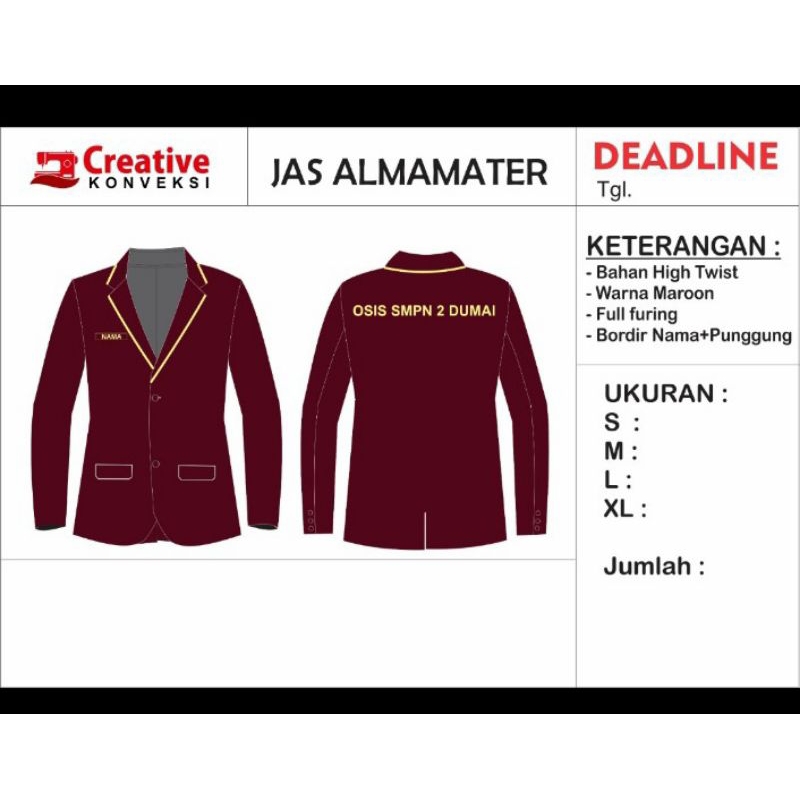 custom jas almamater osim