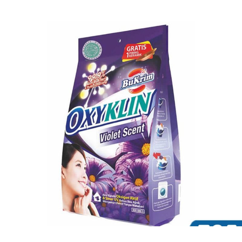 Detergen Bukrim Oxyklin WAJIB BACA DESKRIPSI Deterjen Bubuk Gratis Piring Keramik 800 g