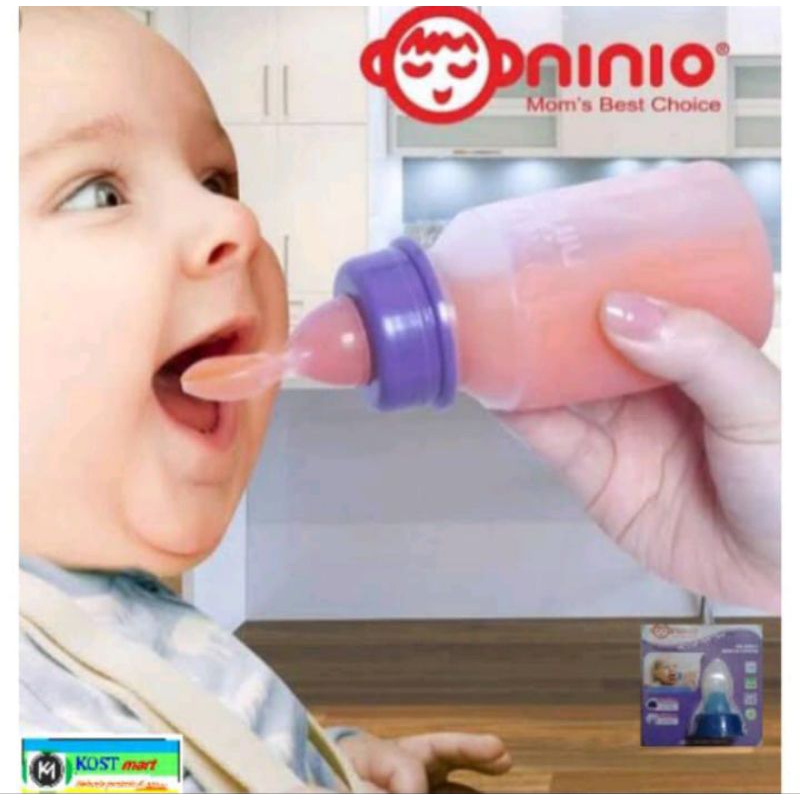 NINIO BOTOL SENDOK FULL SILIKON 2 IN 1  240 ML / BOTOL MPASI