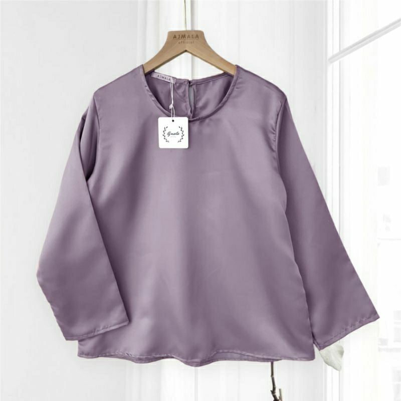 Blouse inner outer brokat / blus polos satin / Atasan polos Ajmala