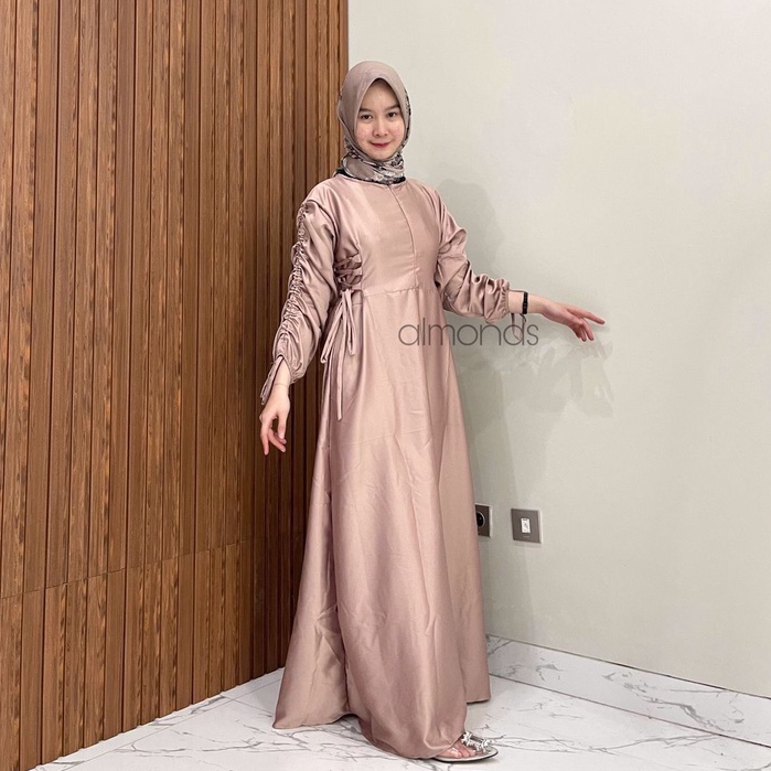 Abelle Luxury Dress Silk Premium Long Dress Wanita Tali Serut