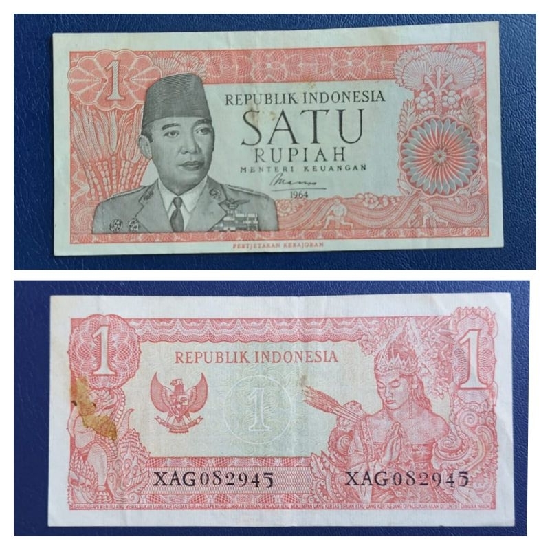 Uang Kuno Negara Indonesia Series Sukarno 1 Rupiah 1960  Series Pengganti X Kondisi AXF Bagus Renyah