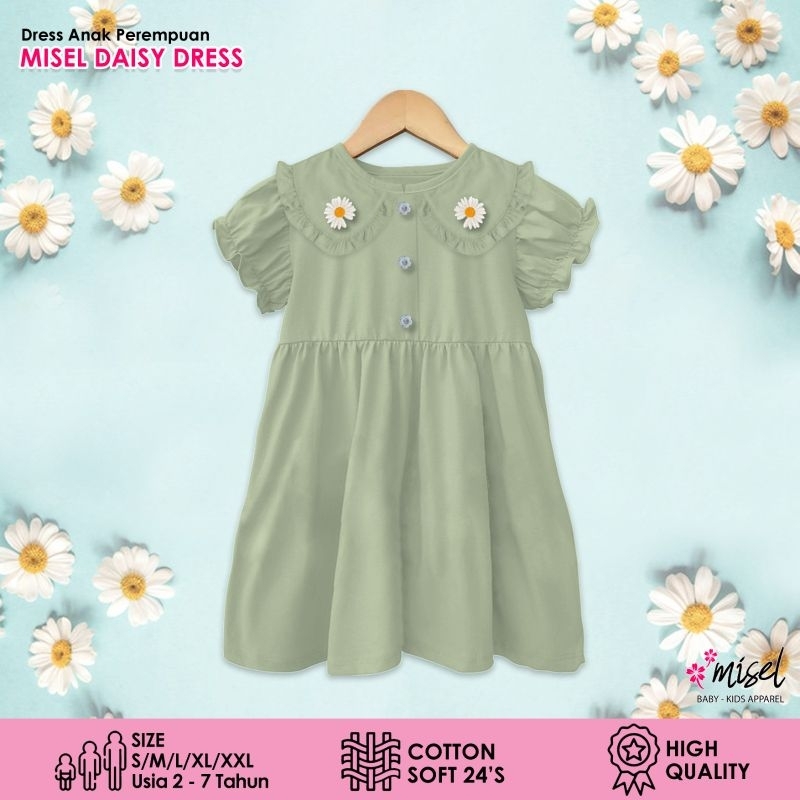 Baju Dress Anak Perempuan Cewek Misel Daisy Korean Style Usia 2 3 4 5 6 7 Tahun