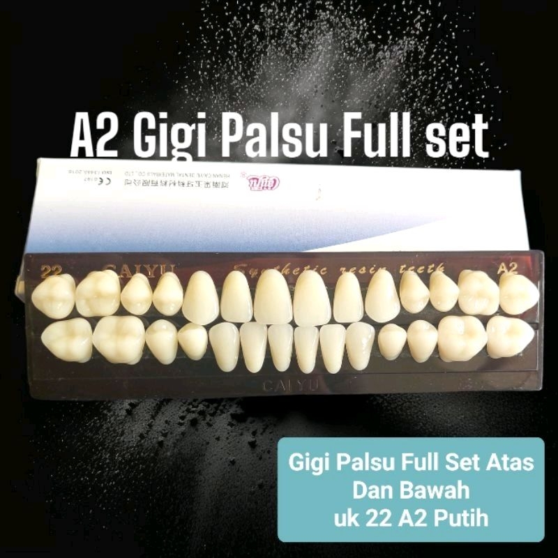 Dental Gigi Palsu Full Set Atas dan  Bawah 3Varian Warna Gigi