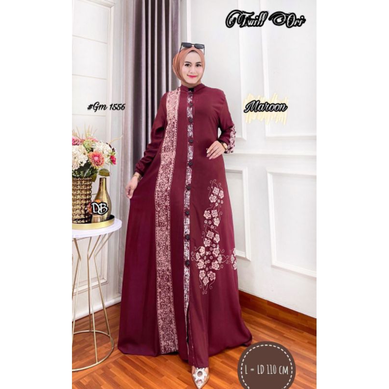 Gamis Batik Twill ORI - Maroon