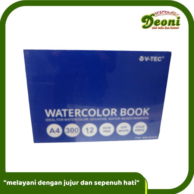 

V-TEC Watercolor Book / Buku Anti Air A4 300gsm 12 Sheet 2097