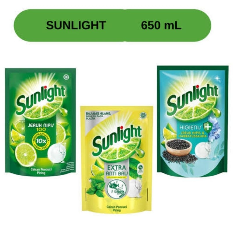 Sunlight jeruk nipis 650ml sabun cuci piring habbatusauda anti bau